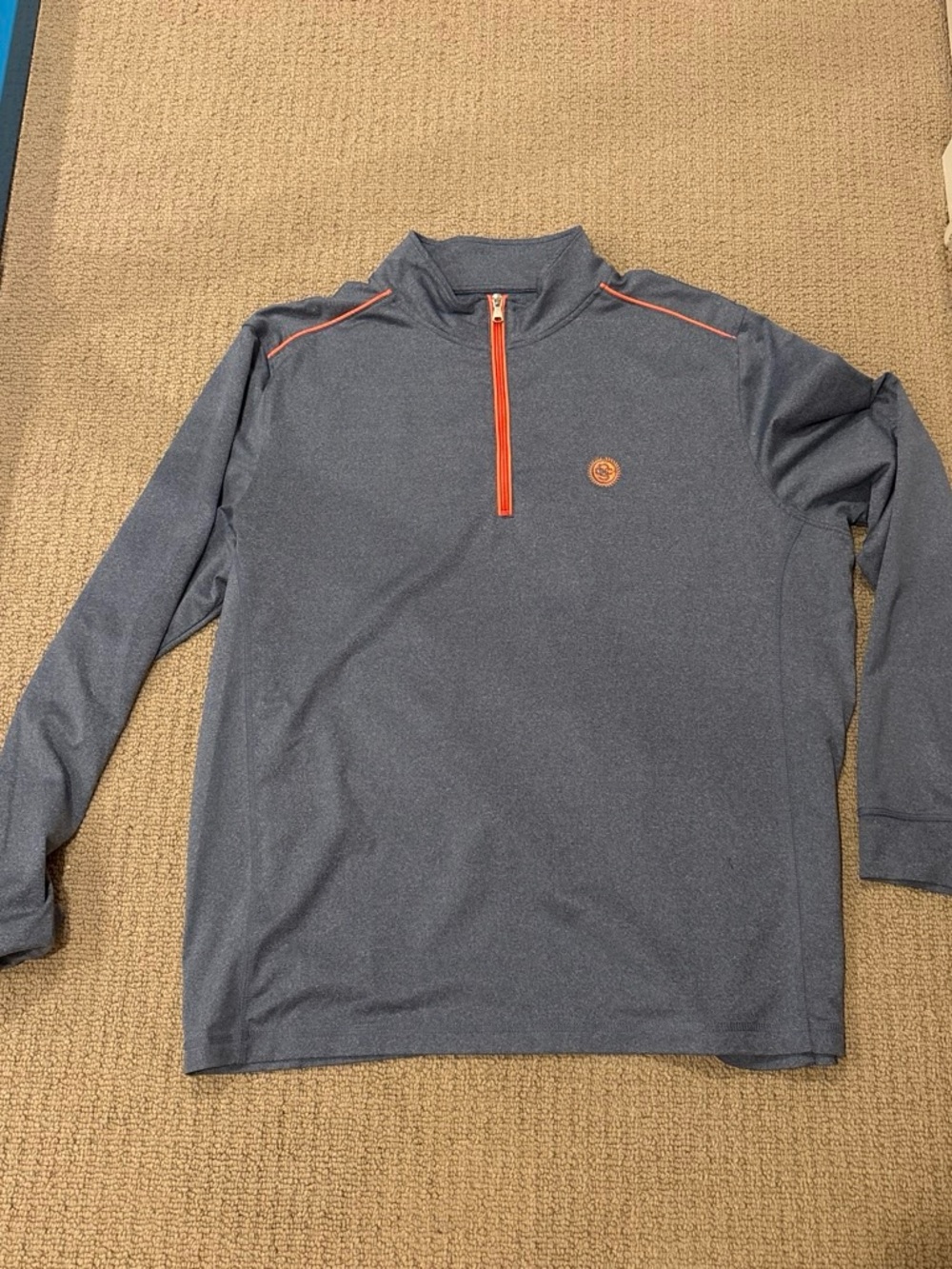 johnnie-O Navy Quarter-Zip Pullover with Orange Trim